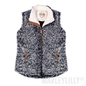 NWT Marley Lilly Grey Charcoal Heathered Sherpa Vest